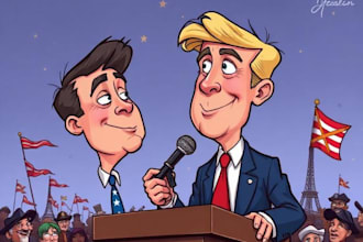 drawing a political or satirical cartoon