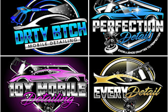 do premium auto detailing, automotive and automobile logo design
