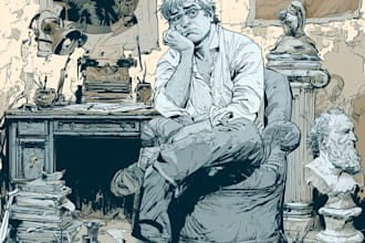 create illustrated novel, comic book cover