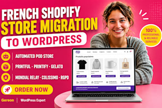 migrate shopify to woocommerce store france colissimo mondial relay rgpd