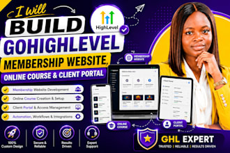 build gohighlevel membership website, online course and client portal