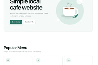 create simple one page HTML and CSS website