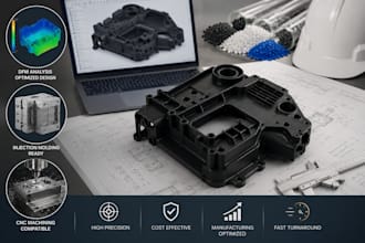 design plastic parts, dfm analysis, injection molding and cnc ready