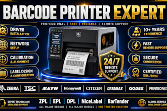 fix zebra tsc sato honeywell barcode printer and label printing issues remotely