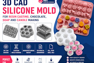 design 3d cad silicone mold for resin casting, chocolate, soap and candle making