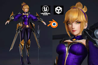 create and rig stylized unreal engine 3d character model for game and animation