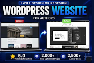 redesign or migrate author website and publisher website to wordpress or wix