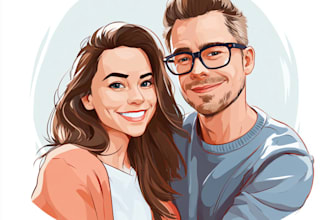 draw a watercolor couple portrait