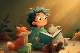 digitally paint colourful children book illustrations