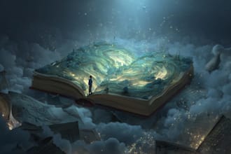 design fantasy book cover illustration art, christian