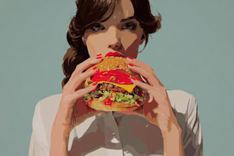design funny cartoon food characters and pop art illustrations