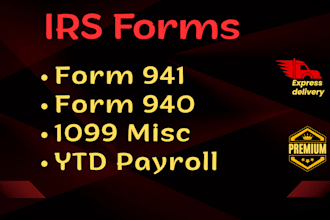 prepare irs form w2, form w3, form 1099 and payroll reports