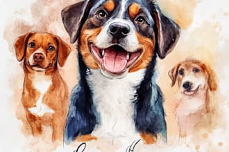 design premium digital pet portrait art in high style