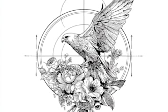 draw a unique abstract graphic fine line tattoo design
