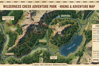 design park map, trail map outdoor adventure location map, hiking map travel map