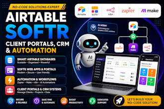 design airtable database, softr client portal, CRM, n8n ai, workflow automation