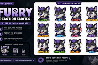 draw custom furry stickers, reaction emotes and fursona expressions