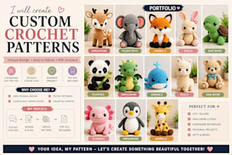 create handmade crochete pattern,knitting,amigurumi,pattern making and tutorial