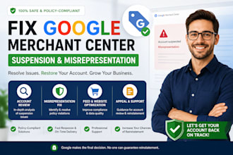 fix google merchant center suspension and misrepresentation
