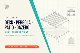 draw deck pergola patio cover gazebo construction plans