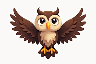 do make our an owl with its wings spread  mascot logo design