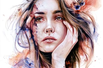 paint weird, abstract watercolor portraits for unique people