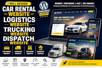 design car rental website, logistic website, trucking website, dispatch website