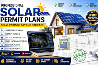 create solar permit plans, solar pv design, site plan, sld, and permit drawings