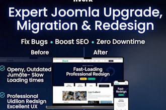 upgrade migrate fix bugs design and redesign your custom joomla website with SEO