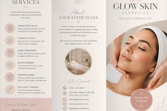 design a professional beauty salon spa and esthetician trifold brochure