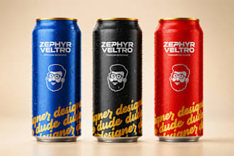 design can label, energy drink, beverage label, drink packaging with 3d mockup