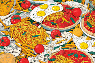 design food pop art for restaurant menu and food