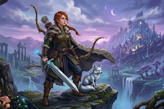 paint a character illustration in a fantasy world
