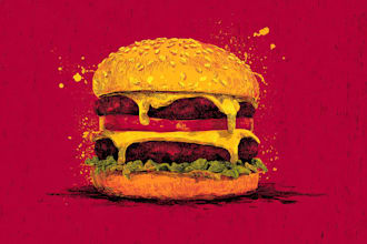 design retro vintage food pop art poster for restaurant