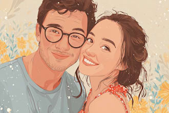 create a custom disney style couple pop art portrait