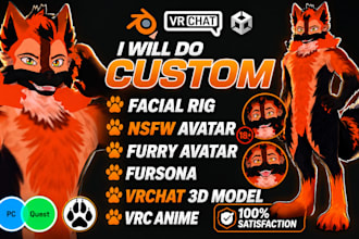 do custom facial rig nsfw avatar furry avatar fursona vrchat 3d model vrc anime