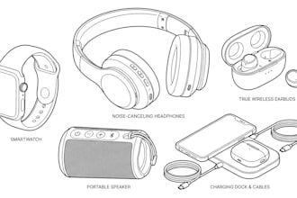create professional product line art illustrations
