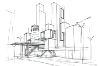 hand draw architecture and urban design sketches