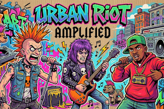 draw crazy cartoons, album cover, punk, rock, hiphop etc