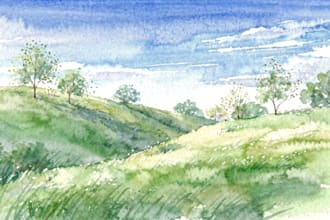 paint landscapes in watercolor