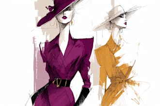draw a fashion illustration, sketch, portrait