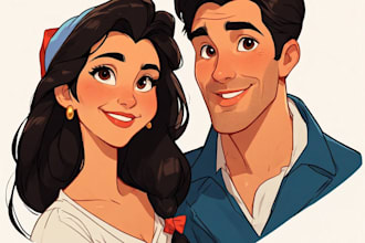 create a romantic couple portrait in my art style