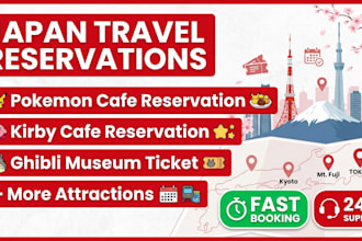 secure pokemon cafe, kirby cafe, ghibli museum and japan reservations
