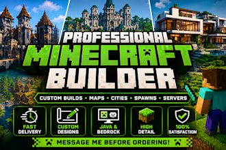 build professional custom minecraft maps, houses, cities,spawns, and servers