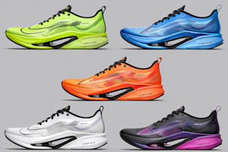 create 3d product design running shoe custom footwear with realistic renders