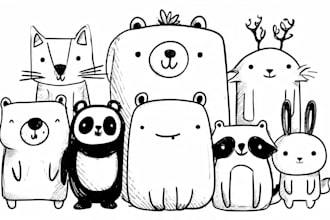 draw simple line art of animals cartoons or anything for you