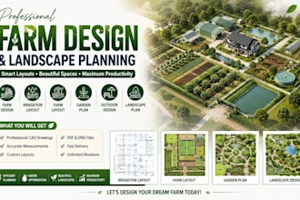 create a farm design, irrigation system, garden plan, and landscape