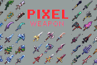 create pixel art assets game props tilesets sprites rpg items weapons and object