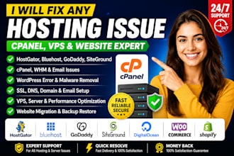 fix any issue of hostgator bluehost godaddy digitalocean siteground cpane