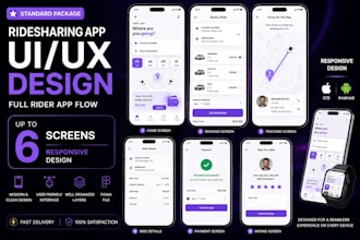 do modern UI UX for ridesharing app with custom features